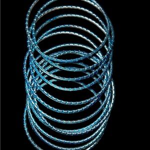 Vintage Blue Metallic Bangles Set of 12
